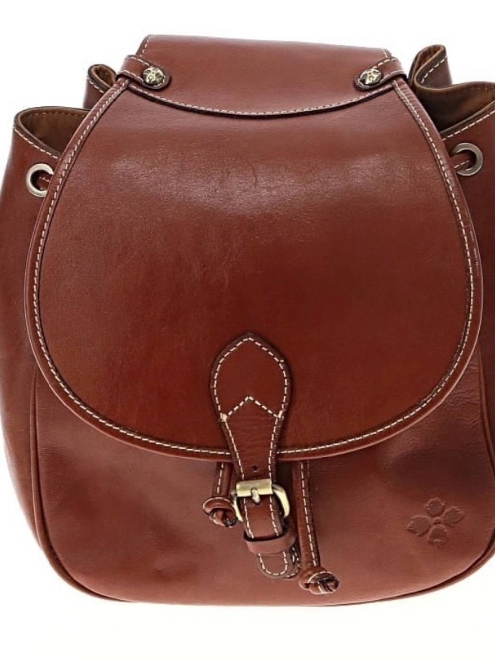 Patricia Nash Chestnut Brown Leather Drawstring Backpack